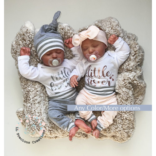 Twin Little Brother Little Sister Outfits Newborn Outfit Baby Outfits Coming Home Twin Boy Girl Set CHOOSE YOUR COLOR