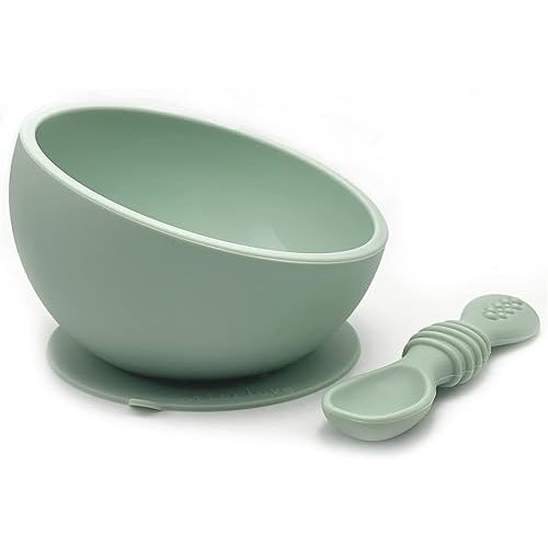 Silicone Baby Bowl & Spoon Set with Suction Base - Perfect for Baby Led Weaning - 100% Pure Platinum LFGB Silicone with NO Fillers