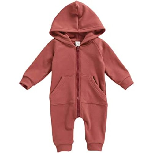 FYBITBO Infant Baby Boys Girls Clothing Zipper Hooded Jumpsuit Romper Long Sleeve Onesie Outfit Fall Winter Warm Clothes