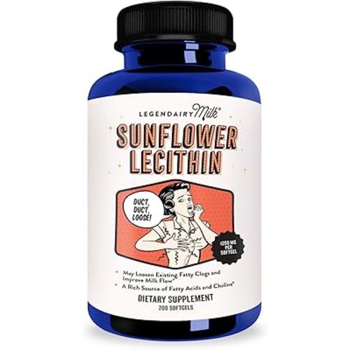 Legendairy Milk Sunflower Lecithin 1200mg, Lactation Support, Sunflower Lecithin Supplement for Clogged Milk Ducts, Made in USA, 200 Softgels