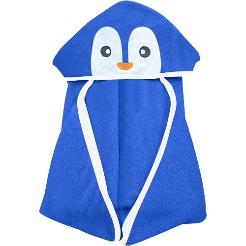 YOYOO Baby Bath Towel – Viscose Derived from Bamboo, Baby Hooded Towels - Newborn Essential Cute Navy Blue Penguin-Perfect Baby Registry Gifts for Boy Girl