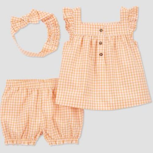 Carter's Just One You® Baby Girls' Pastel Gingham Top & Bottom Set - Yellow, Size: 24M