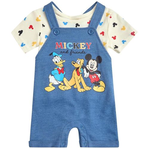 Disney Baby Boys Shorts Set - 2 Piece Spiderman Mickey Mouse Cars Winnie the Pooh Shortall Romper Shirt Short Set (0-3M-24M)
