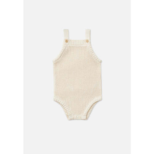 Miann & Co Baby - Chunky Knit Strap Bodysuit - Frost 0-3 Months