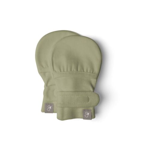 Goumikids Viscose Made from Bamboo + Organic Cotton Stay-On Mitts, Color: Artichoke, Size: 0-3m