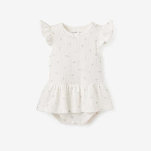 White Celestial Printed Organic Cotton Ribbed Baby Layette Set – Elegant Baby