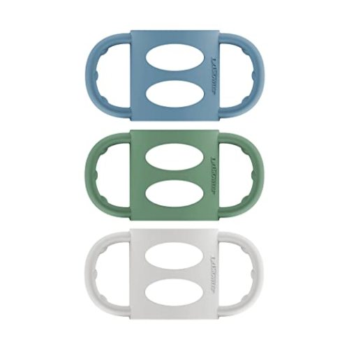 Dr. Brown's Milestones 100% Silicone Baby Bottle Handles, Narrow, Light Blue, Green, Gray, 3 Pack, 4m+ - 3 Pack, Light Blue, Green, Gray - Standard Neck