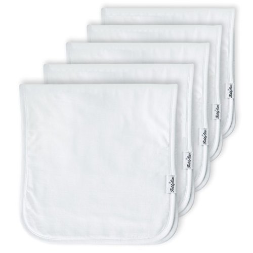 KiddyStar Organic Cotton, 5-Pack Baby Burp Cloths, Large 21"x10", Triple Layer, Thick, Soft and Absorbent Towels, Plain White Burping Rags for Newborns, Baby Shower Gift for Boys and Girls