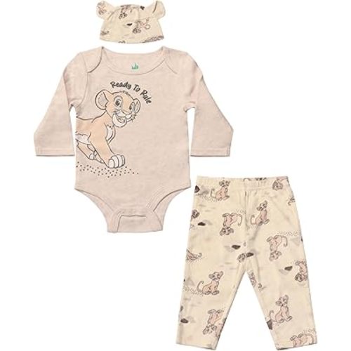 Magic Threadz Disney Clothes Baby Boys Bodysuit, Pants & Hat 3-Piece Outfit – Mickey, Pooh, Stitch, Cars, & Spiderman (0–9M)