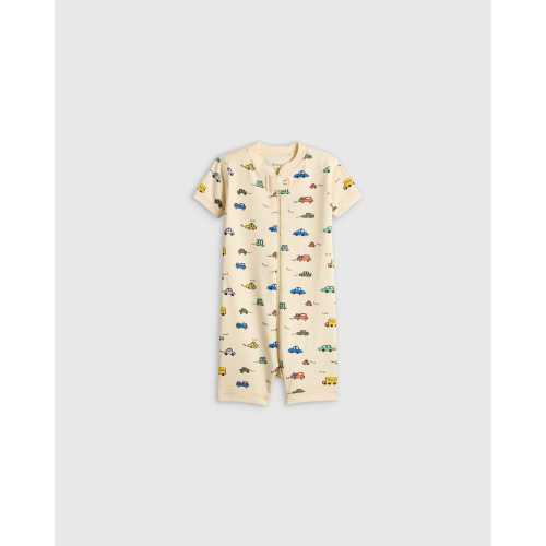 100% Organic Cotton Shortie Onesie Pajama in Cars (0-3M)