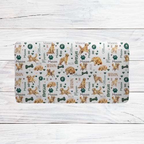 Golden Retriever Crib Sheet, Personalized Golden Retriever Crib Sheet, Crib sheet, Custom Name Crib Sheet, Golden Retriever Lover New Mom