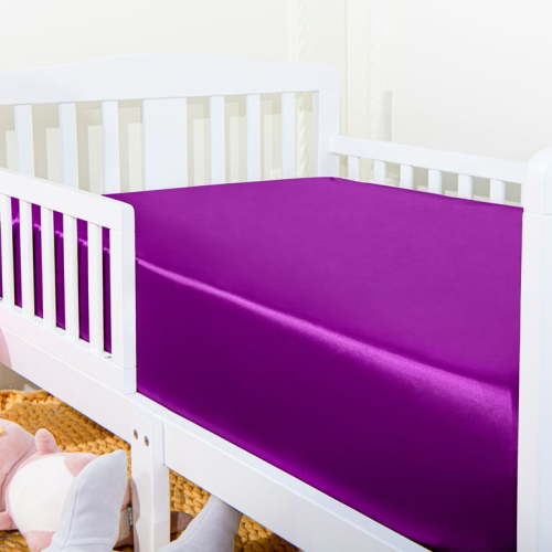 Ntbay 2 Pack Silk Satin Fitted Crib Sheets, Super Soft and Breathable Solid Color Toddler Sheets, 28" x 52", Purple