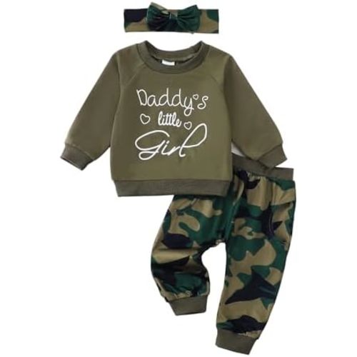 AMAWMW Infant Baby Girl Clothes Long Sleeve Loose Sweatshirts Pockets Pants Headband Outfits Fall Winter Spring Gift