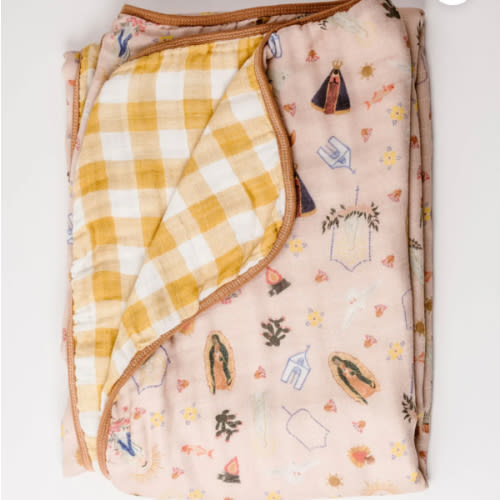 Pink Marian Deluxe Muslin Baby Blanket Quilt