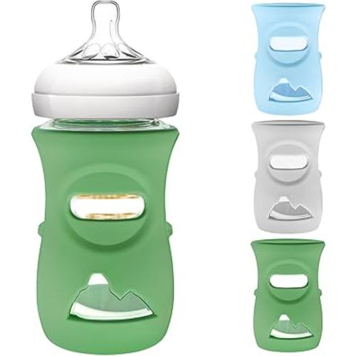 3 Pack Silicone Sleeve for Philips Avent Glass Bottle - Shatter Proof Natural Silicone Bottle Cover for Anti Colic Baby Bottles 8 oz & 4 oz - Anti Flow Sleeve for Infant Bottles