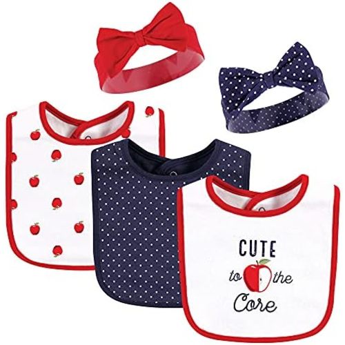 Hudson Baby Unisex BabyCotton Bib and Headband or Caps Set