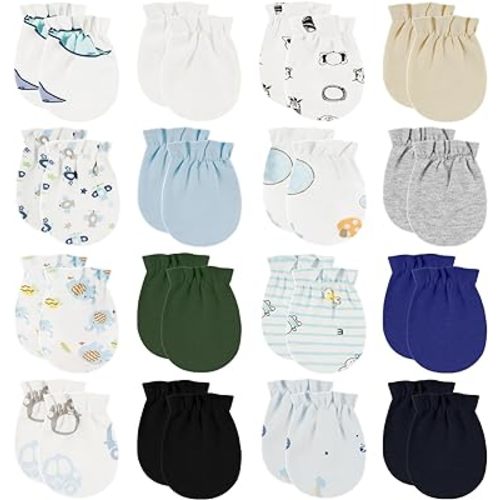 ONESING 16 Pairs Baby Mittens Newborn Mittens No Scratch 0-6 Months Warm Mittens for Newborn Baby Boys Girls