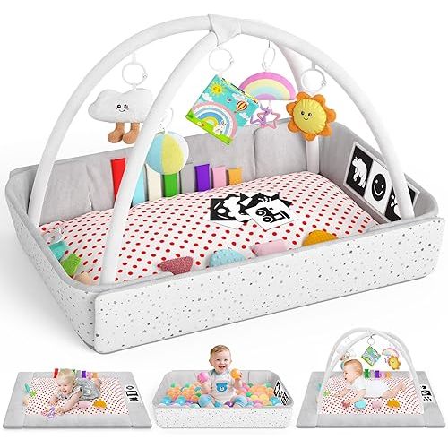 Baby Play Gym Mat Tummy Time Mat Activity Center for Newborn Infant Gifts Babies Shower Gifts for Boy Girl Baby 0-3-6-9-12 Months Skill Development Newborn Infant Babies Essentials Gifts