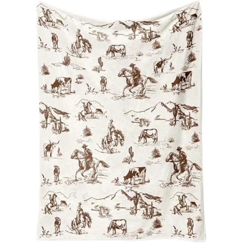 Cowboy Baby Blanket, Cowboy Nursery Decor, Cozy Vintage Sheet Rug Tapestry Cover Quilt for Picnic Farmhouse Camping Apartment Beach Bench