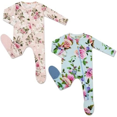 HAPIU Rayon from Bamboo Baby Footed Pajamas, 2 Way Zipper YKK, Footie for Baby Boy Girls, Newborn-24 Months