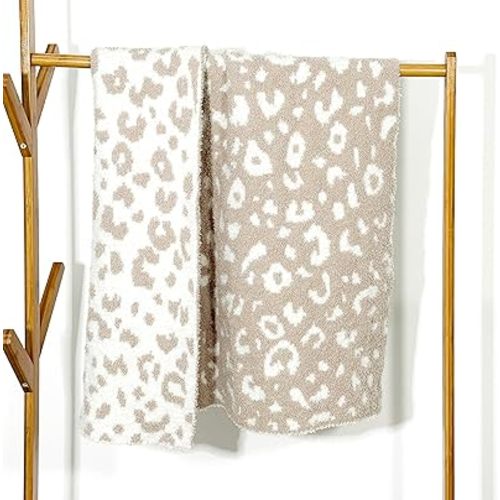 Soft Baby Cozy Swaddling Blanket for Newborn Nursery Knit Leopard Premium Comfort for Infants & Toddlers Perfect for Nursery, Crib, Stroller, 30x40 Inch Beige Cheetah