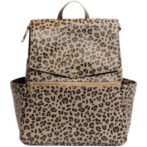 Freshly Picked Classic II Diaper Bag Backpack, Wipeable Vegan Leather With Changing Pad, Convertible (Leopard V2)