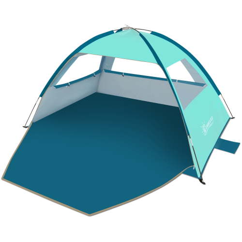 COMMOUDS Beach Tent for 3 Person, Easy Set-up Sunshade Canopy, UPF 50+UV Protection (Turquoise)