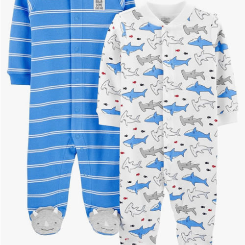 Simple Joys by Carter's Baby Boys' 2-Way Zip Thermal Footed Sleep and Play, Pack of 2
