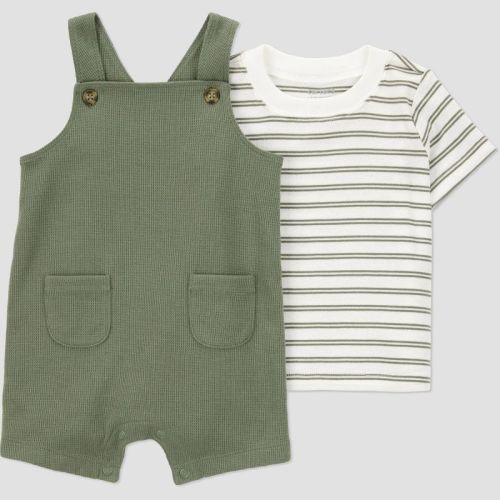Carter's Just One You® Baby Boys' 2pc Short Sleeve T-Shirt & Overalls Set - Green 18M: Stripe Pattern