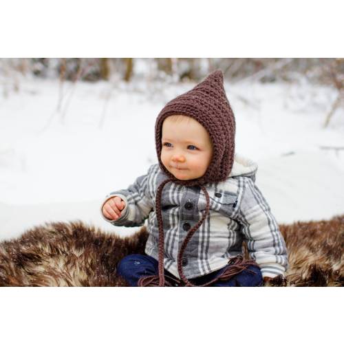 Baby gnome hat 46 colors pixie elf winter bonnet newborn boy toddler girl sizes crochet knit cold weather accessory gift for her brown taupe
