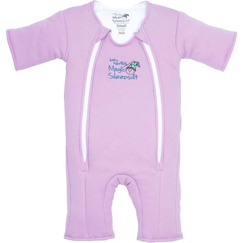 Magic Sleepsuit Baby Merlin's Cotton Baby Swaddle Transition Product - Soft and Cozy Design, Double Zipper for Easy Diaper Changes, Promotes Safe Sleep, 3-6 Months - Lavender - Small 12-18lbs