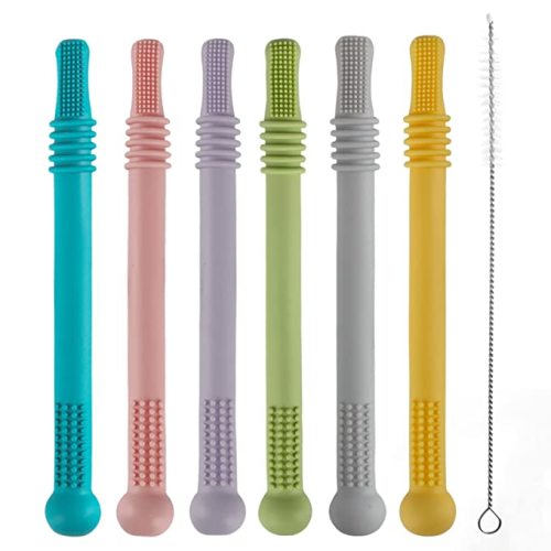 Amazon.com : Fu Store Hollow Teether Tube, 6 Pack Chew Straw Toy for Infant Toddlers Silicone Tubes Teething Toys for Babies 3-12 Months BPA Free/Freezable/Dishwasher and Refrigerator Safe : Baby