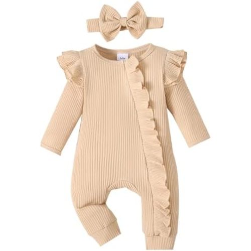 Newborn Baby Girl Romper Zip Ruffle Bodysuit One Piece Jumpsuit Baby Girl Clothes Coming Home Outfits