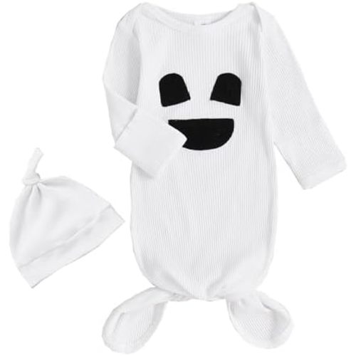 Newborn Boy Girl Coming Home Outfit Baby Infant Sleeper Gown Nightgown Outfits Cute Fall Winter Pajamas and Hat