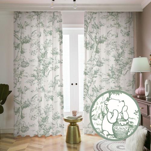 Winnie-the-Pooh baby shower Winnie-the-Pooh nursery decor green toile nursery decor curtain nursery thermal curtains french toile blackout