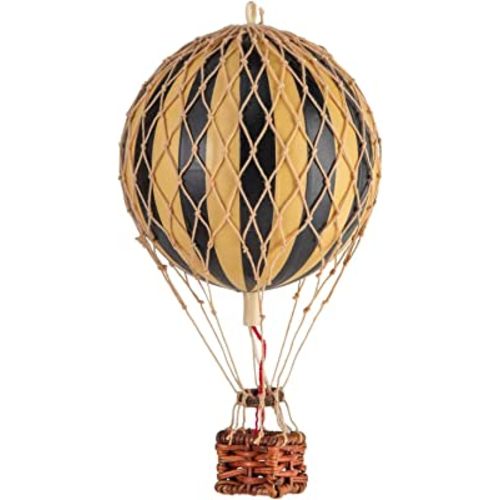 Authentic Models, Floating The Skies Air Balloon, Hanging Home Decor - 5.3 Inch Height, Historic Hot Air Balloon Model for Home Decor, Detailed Vintage Decorations to Hang from Ceiling - Black