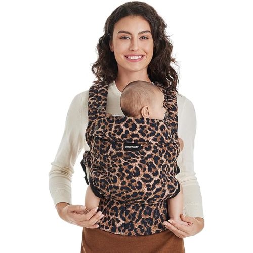 Momcozy Baby Carrier Newborn to Toddler - Ergonomic, Cozy and Lightweight Infant Carrier for 7-44lbs, Effortless to Put On, Ideal for Hands-Free Parenting, Enhanced Lumbar Support, Leopard