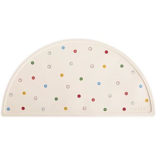mushie Silicone Placemat for Kids | BPA-Free Non-Slip Design (Smiley Face)