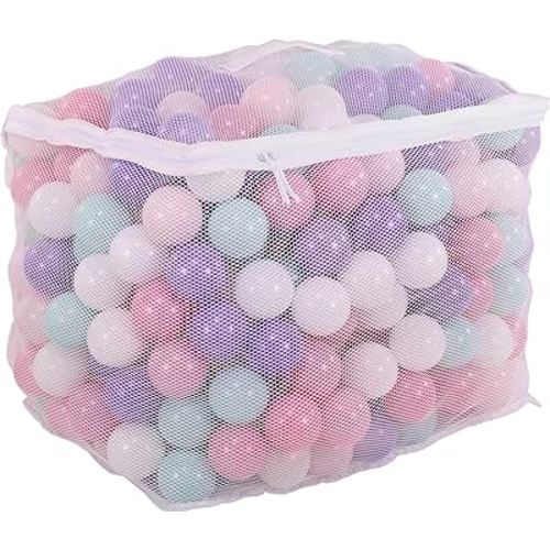 BalanceFrom 2.3-Inch 400 Crush-Proof Play Pit Balls w/ Reusable Mesh Storage Bag for Playpens, Bounce Houses, & Kiddie Pools, for Toddlers & Children