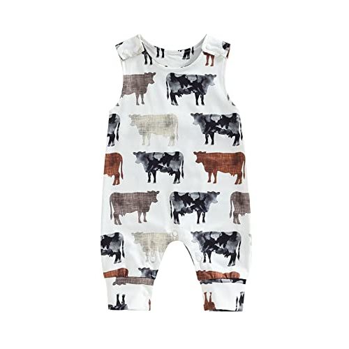 Newborn Infant Baby Boy Girls Clothes Summer Jumpsuit Cartoon Animal Sleeveless Onesie Romper Western One-Piece