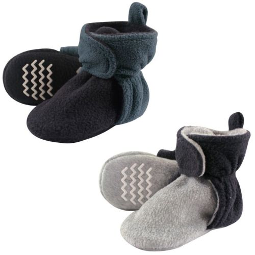 Hudson Baby Infant And Toddler Boy Cozy Fleece Booties 2pk, Blue Gray, 0-6 Months