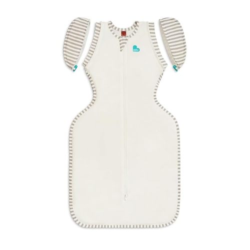 Love to Dream Transition Bag Organic 1.0 TOG, Cream, Large, 19-24 lbs., Patented Zip-Off Wings, Gently Help Baby Safely Transition from Being swaddled to arms Free Before Rolling Over