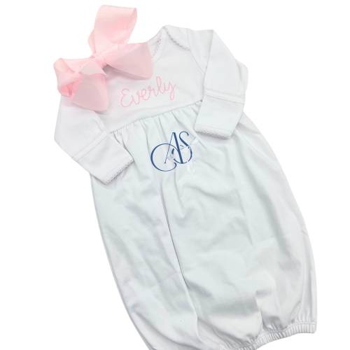 Baby Girl Monogram Gown Outfit, Coming Home Gown Outfit, Baby Shower Gift, Baby Girl Gift, Monogram Outfit, Personalized Baby Gift