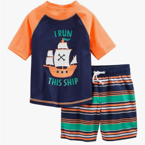 Simple Joys by Carter's Toddlers and Baby Boys' Swimsuit Trunk and Rashguard Set