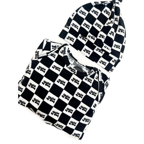 Checkered Child of God Bamboo Gown & Matching Beanie – OUR HOUSE ABOVE