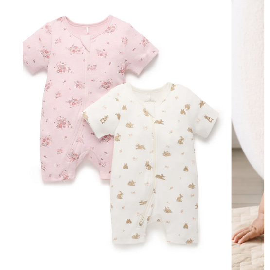 Little Bunny 2 Pack Short Zip Growsuit