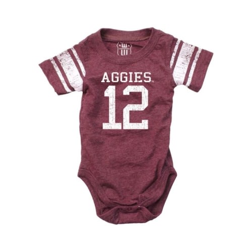 Wes and Willy Texas A&M Aggies Baby MAROON Football One Piece