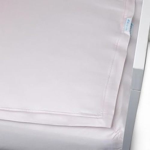 QuickZip Crib Sheet Set - Faster, Safer, Easier Baby Crib Sheets - Includes 1 Wraparound Base & 1 Zip-On Crib Sheet - Blush 100% Cotton - Fits All Standard Crib Mattresses