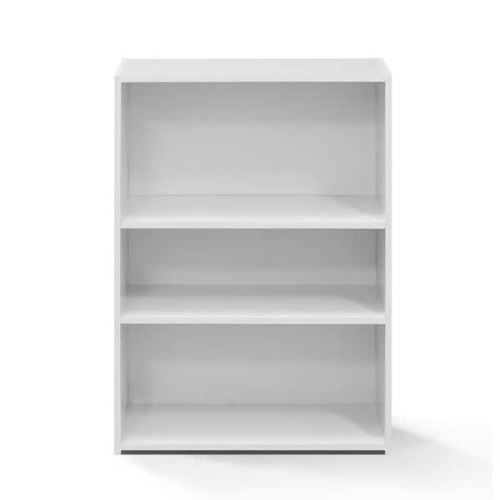 Wright 35.28 in. Soft White Faux Wood 3-shelf Standard Bookcase with Adjustable Shelves