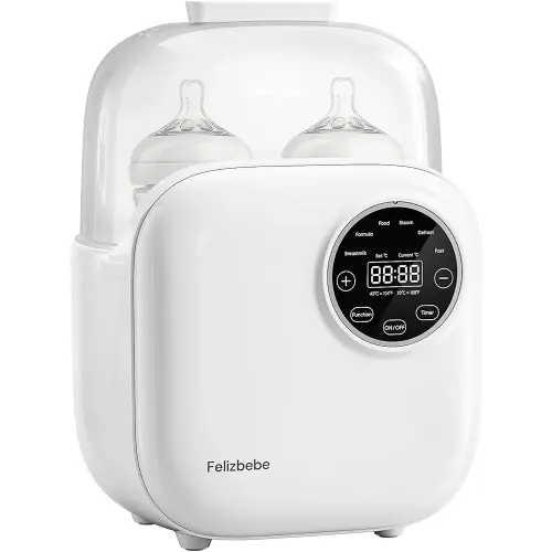 Baby Bottle Warmer, Felizbebe 10-in-1 Double Bottle Warmer for Breastmilk or Formula, Accurate Temperature Control, Timer, Sterili-zing, Defrost, Heat Food, Keep Warm, Breast Milk Warmer for Baby